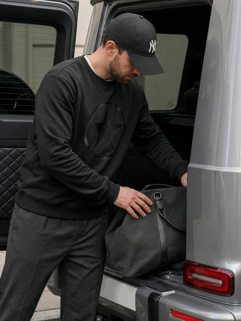 Bluză de trening bărbați negru OZONEE JS/8B1991/3