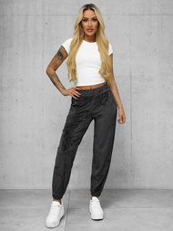 Pantaloni de trening din catifea femei antracit OZONEE JS/92K528/5