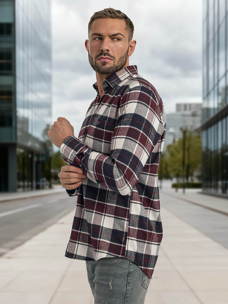 Cămașă bărbați bordo OZONEE V/V174