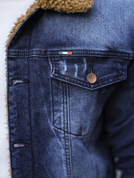 Jachetă de blugi bărbați sherpa albastră închis OZONEE NB/MJ520BSZ