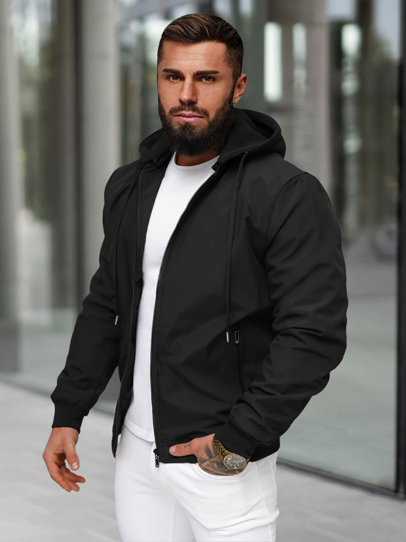 Jachetă de primăvară bărbați neagră OZONEE JS/62M9502/392