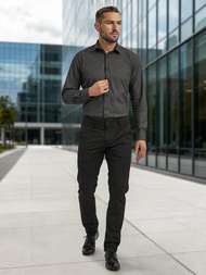 Cămașă bărbați neagră OZONEE V/V184