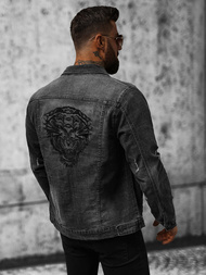 Jachetă de blugi bărbați neagră OZONEE NB/MJ515N