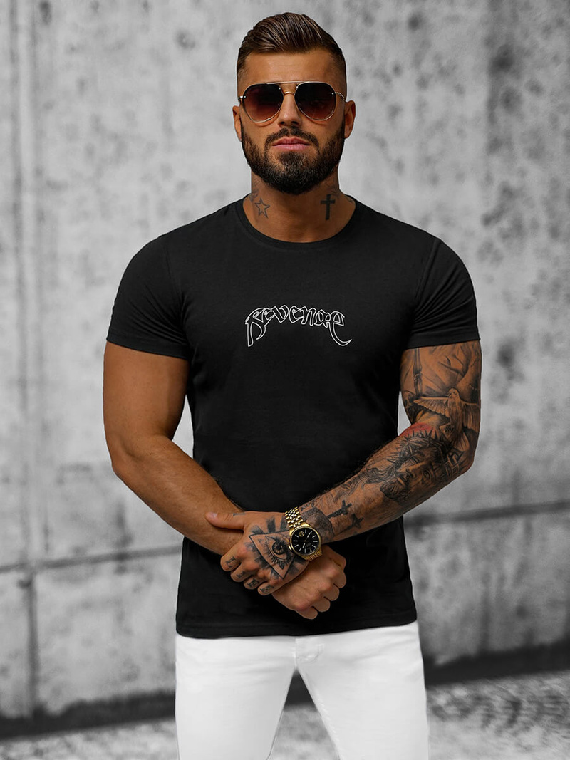 Tricou bărbați negru OZONEE O/T108/3Z