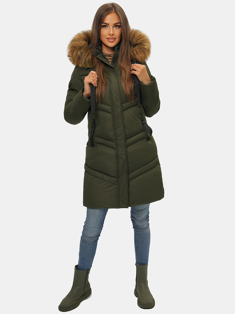 Geacă de iarnă parka femei verde închis OZONEE JS/M731/136