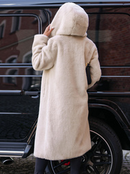 Geacă de iarnă din blană pentru femei bej OZONEE JS/11Z8250