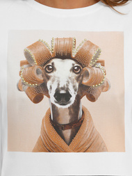 Tricou femei alb-bej OZONEE JS/YJ77726