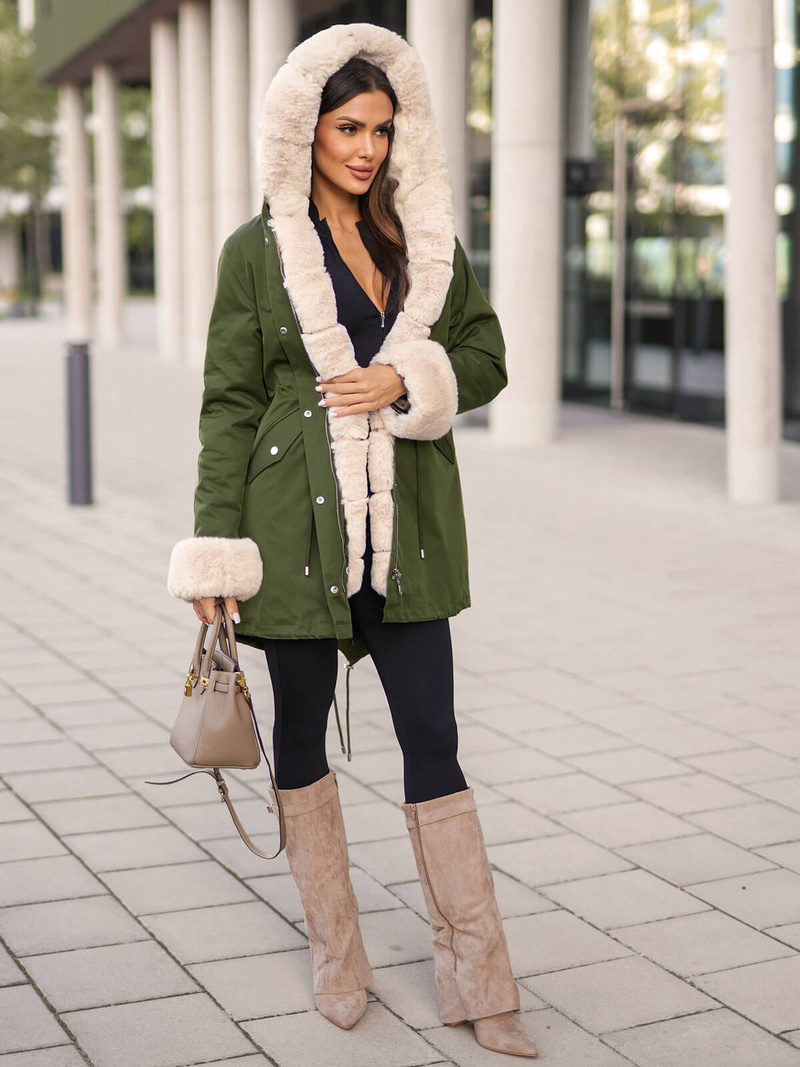 Geacă de iarnă damă verde OZONEE JS/M763/136Z