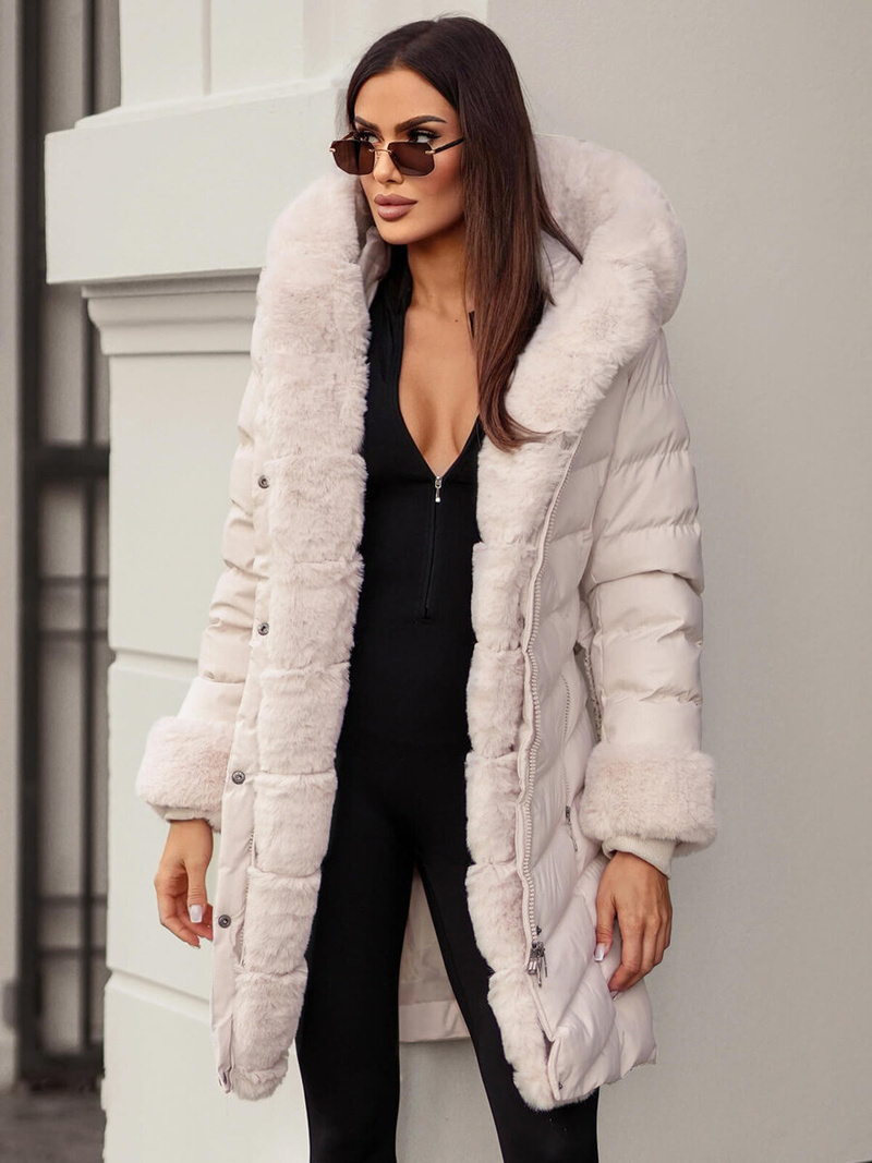 Geacă de femei ecru OZONEE JS/5M3156/254Z