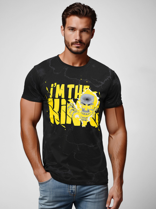 Tricou bărbați negri OZONEE JS/Y70028Z