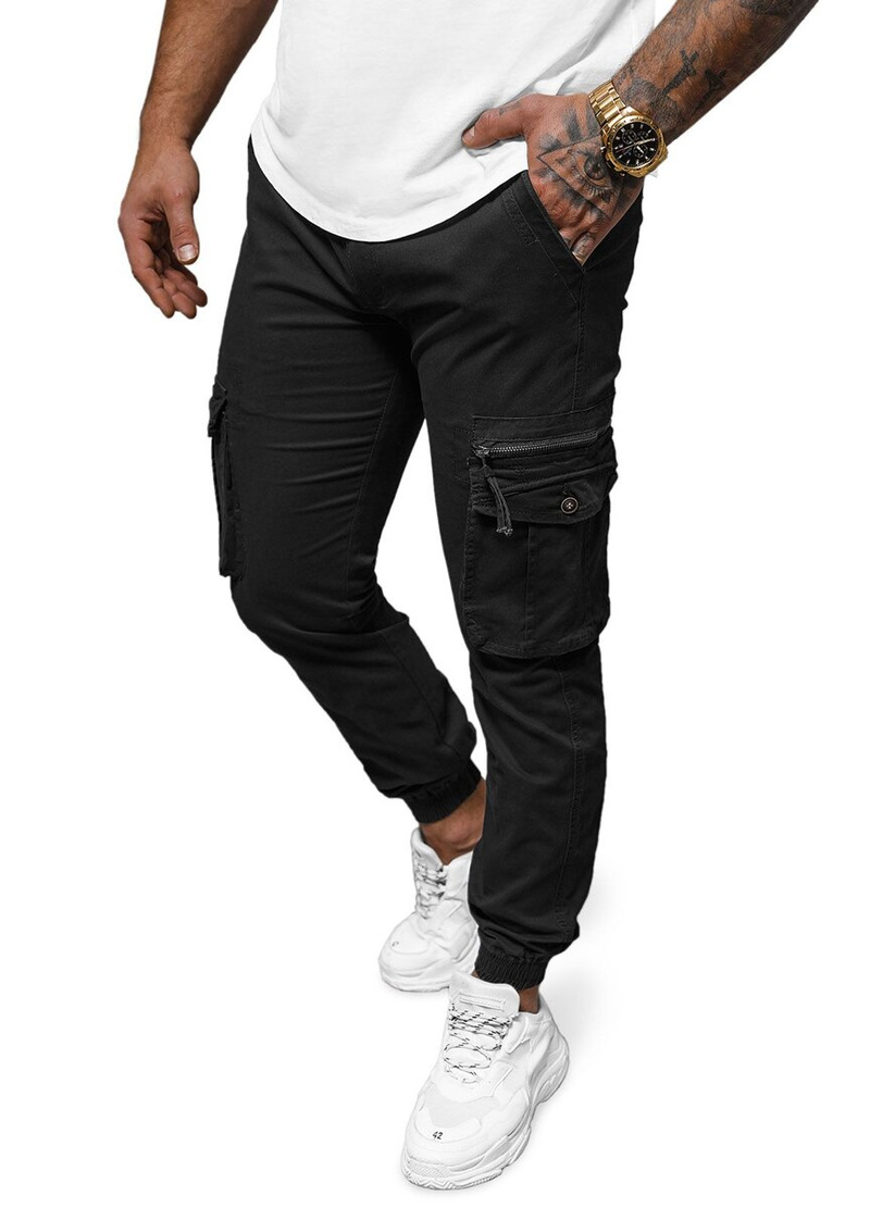 Pantaloni chino jogger pentru bărbați negri OZONEE NB/MP0201N