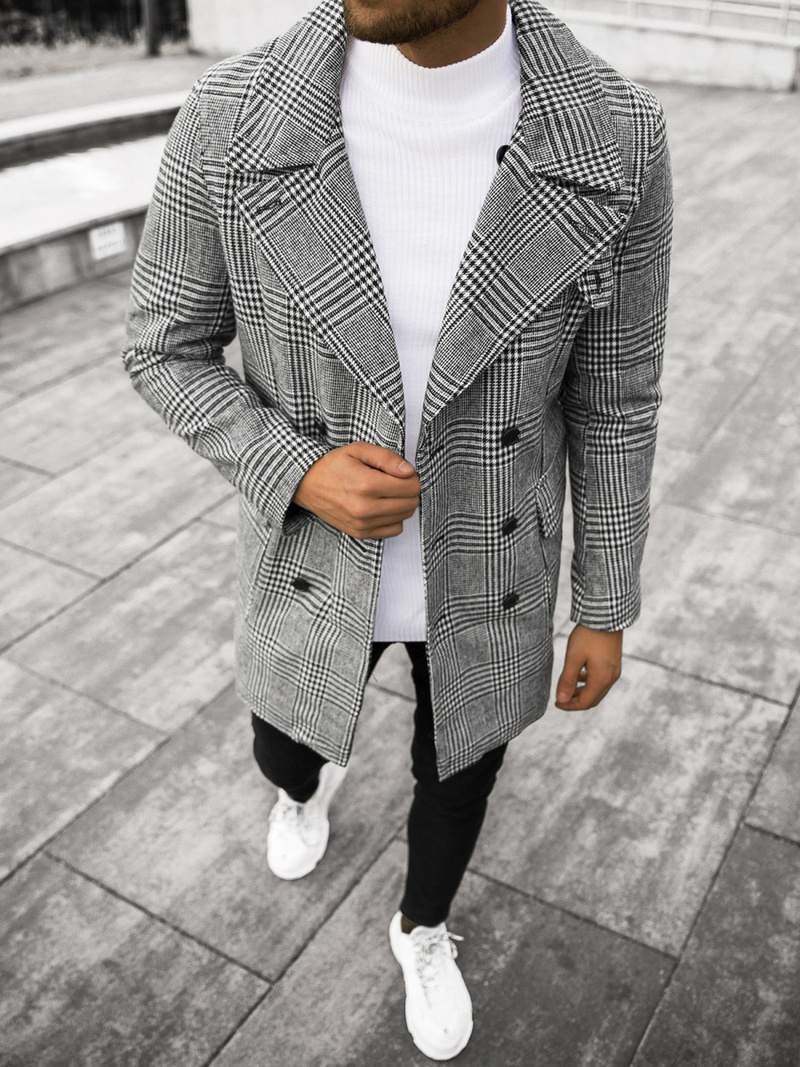 Palton bărbați negru-alb OZONEE JS/JP1192