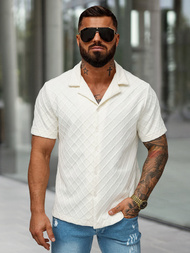 Cămașă cu mâneca scurtă bărbați écru OZONEE O/B2257