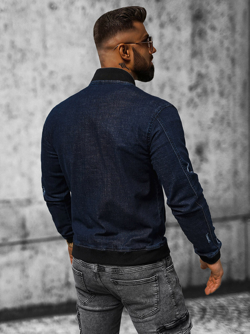 Jachetă de blugi bărbați albastru marin OZONEE NB/MJ509BZ