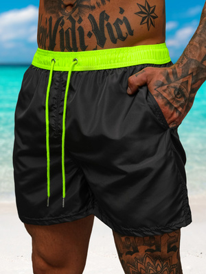 Pantaloni scurti de baie bărbați negru/galben OZONEE JS/17K561/5