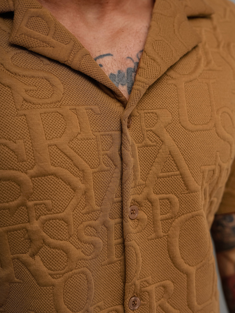 Cămașă cu mâneca scurtă bărbați maro OZONEE O/B2256