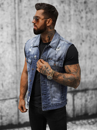 Vestă de blugi bărbați albastră OZONEE NB/MJ539B