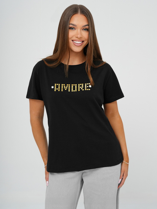 Tricou femei negru-auriu OZONEE JS/YJ77716