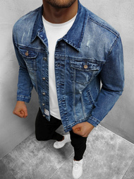 Jachetă de blugi bărbați albastră închis OZONEE NB/MJ500BS