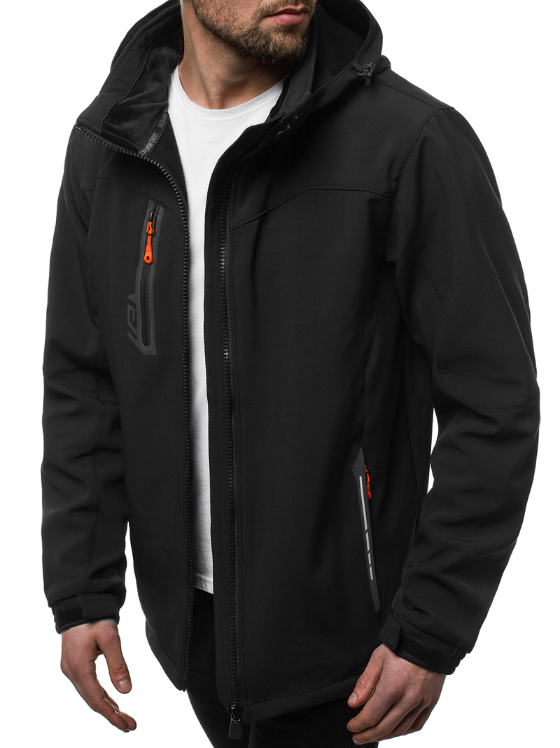 Jachetă bărbați SOFTSHELL negru-portocaliu OZONEE GE/12268
