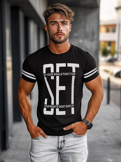 Tricou bărbați negru OZONEE O/8T1275/3Z