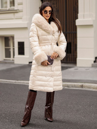 Palton de femei bej OZONEE JS/5M3160/254/BZ