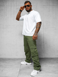 Pantaloni cargo relaxed bărbaţi kaki OZONEE O/G3016Z