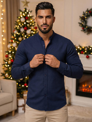 Cămașă bărbați albastru marin OZONEE O/V69Z