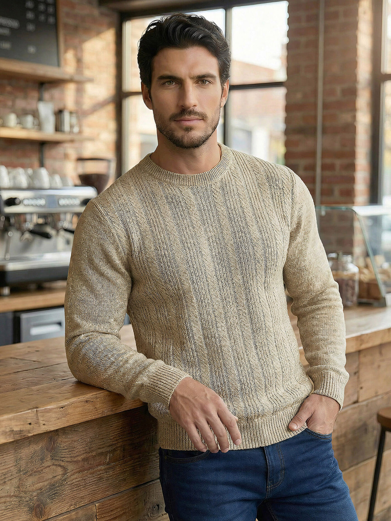 Pulover bărbați bej OZONEE JS/59B3608/155