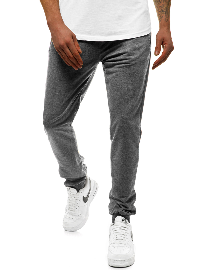 Pantaloni de trening bărbaţi gri închis JS/XW005S