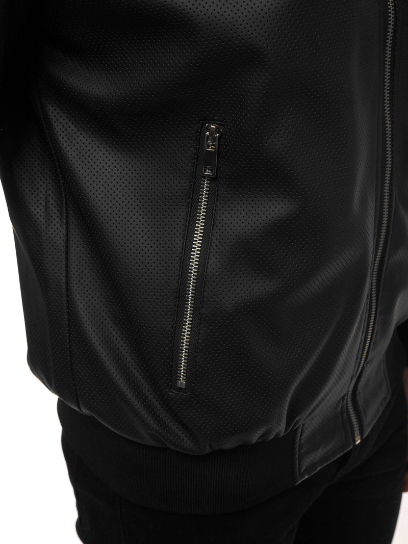 Geacă de piele bărbați neagră OZONEE N/6121