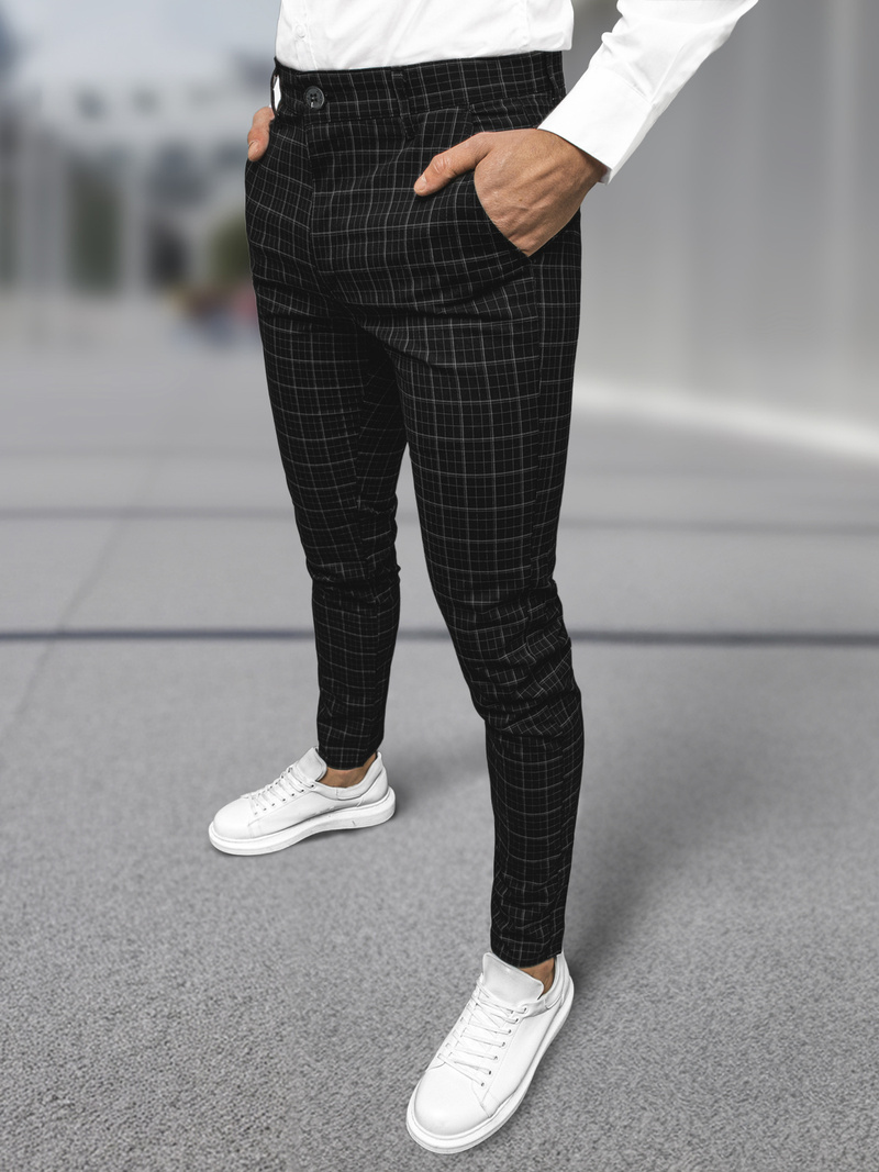 Pantaloni chino bărbaţi negri OZONEE DJ/5515