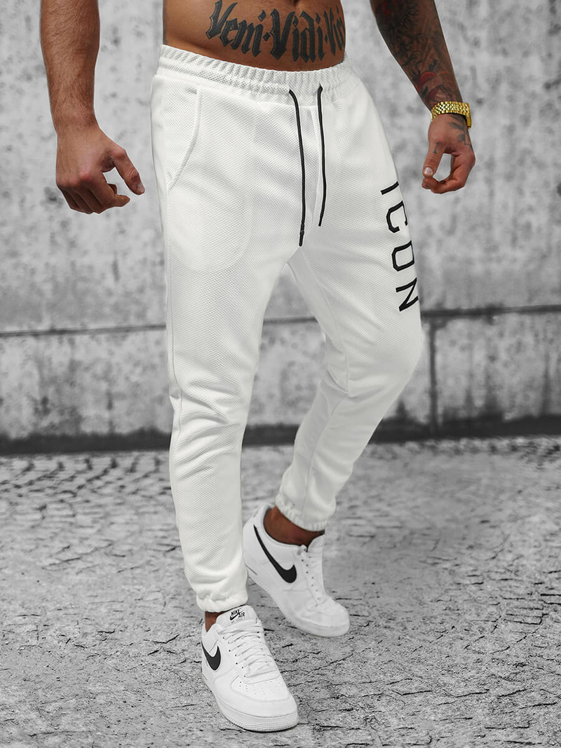 Pantaloni de trening bărbaţi albi OZONEE O/D9125
