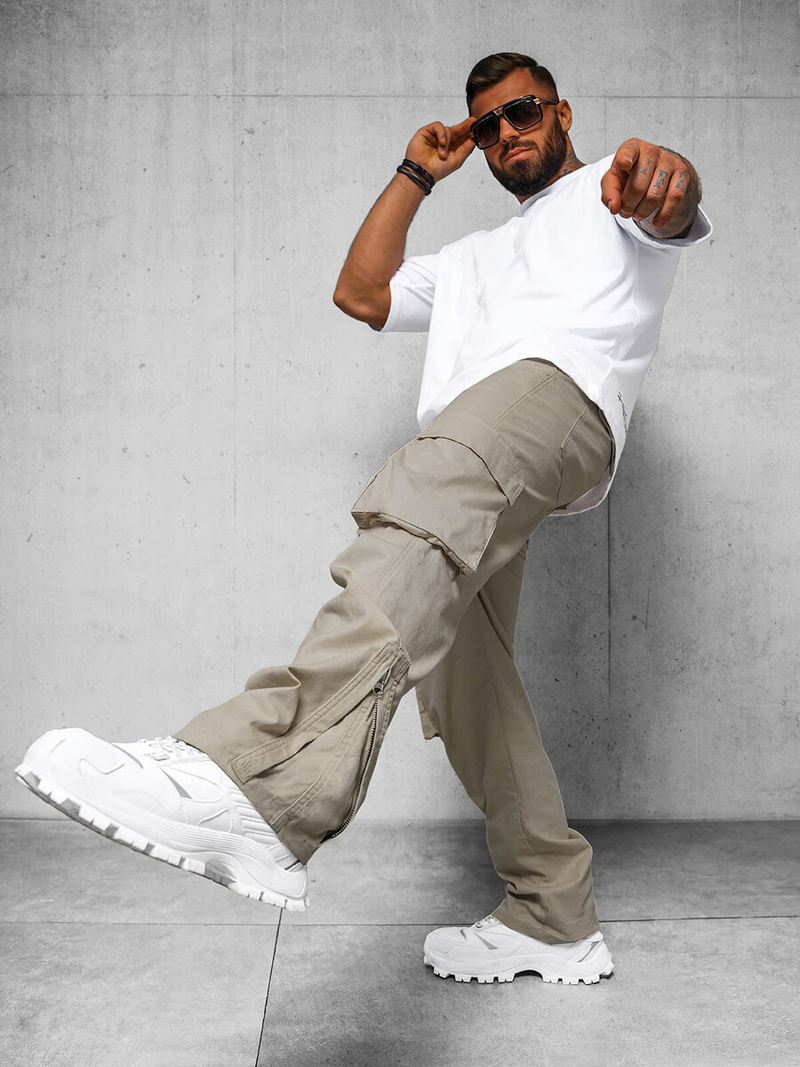 Pantaloni cargo relaxed bărbaţi gri OZONEE O/G3016Z