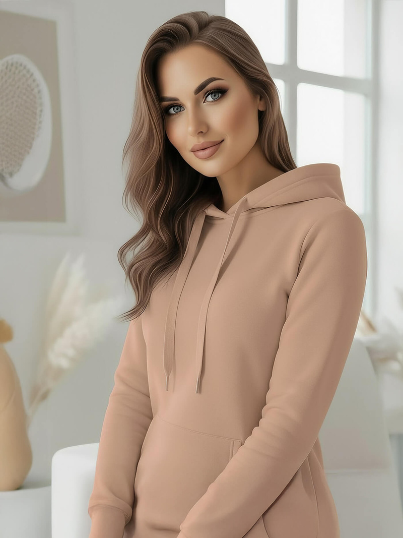 Hanorac femei bej închis OZONEE JS/YS10003/91Z