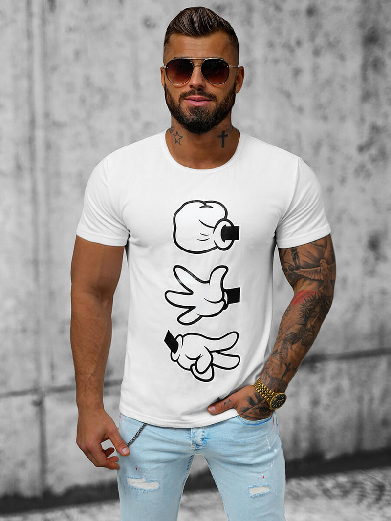 Tricou bărbați alb OZONEE JS/KS1997Z