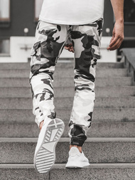 Pantaloni jogger bărbați negri-albi OZONEE A/404