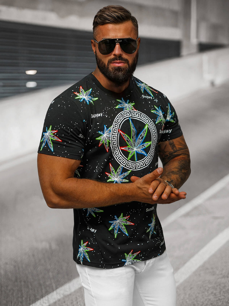 Tricou bărbați negru OZONEE O/T136/3