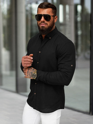 Cămașă bărbați neagră OZONEE O/V144