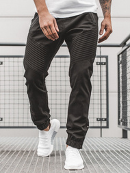 Pantaloni chino jogger pentru bărbați negri OZONEE A/0952