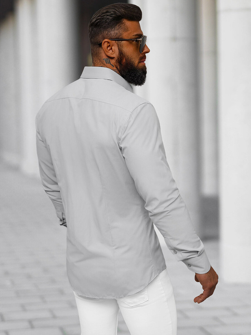 Cămașă bărbați gri OZONEE O/V118