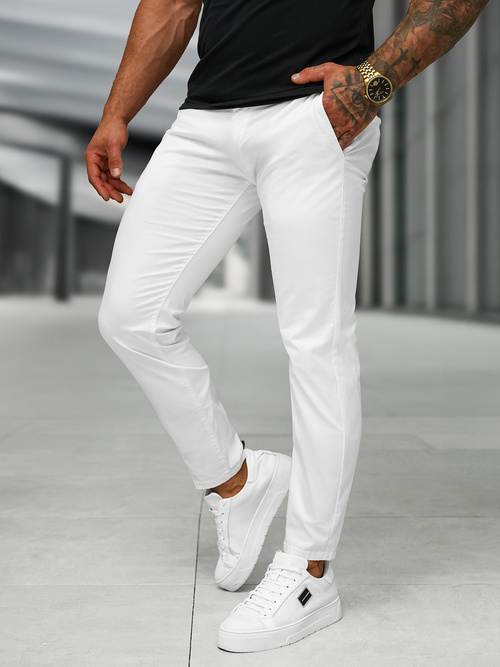 Pantaloni Bărbaţi Albi OZONEE BL/SK222/2