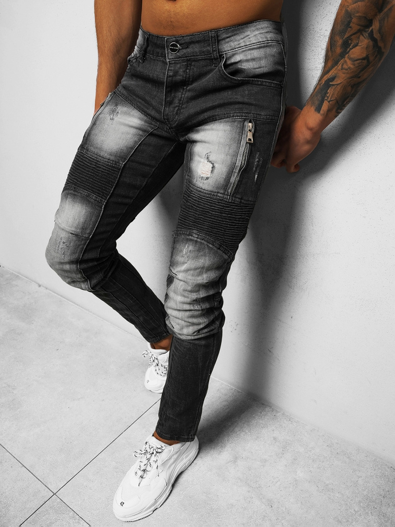 Blugi bărbaţi negri OZONEE NB/MP0046N