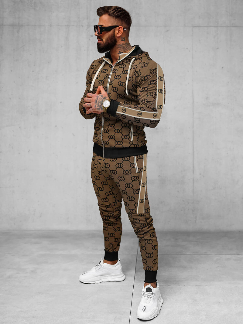 Compleu sport bărbaţi bej închis OZONEE O/FF3805AB