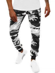 Pantaloni chino jogger pentru bărbați negri-albi OZONEE O/11103