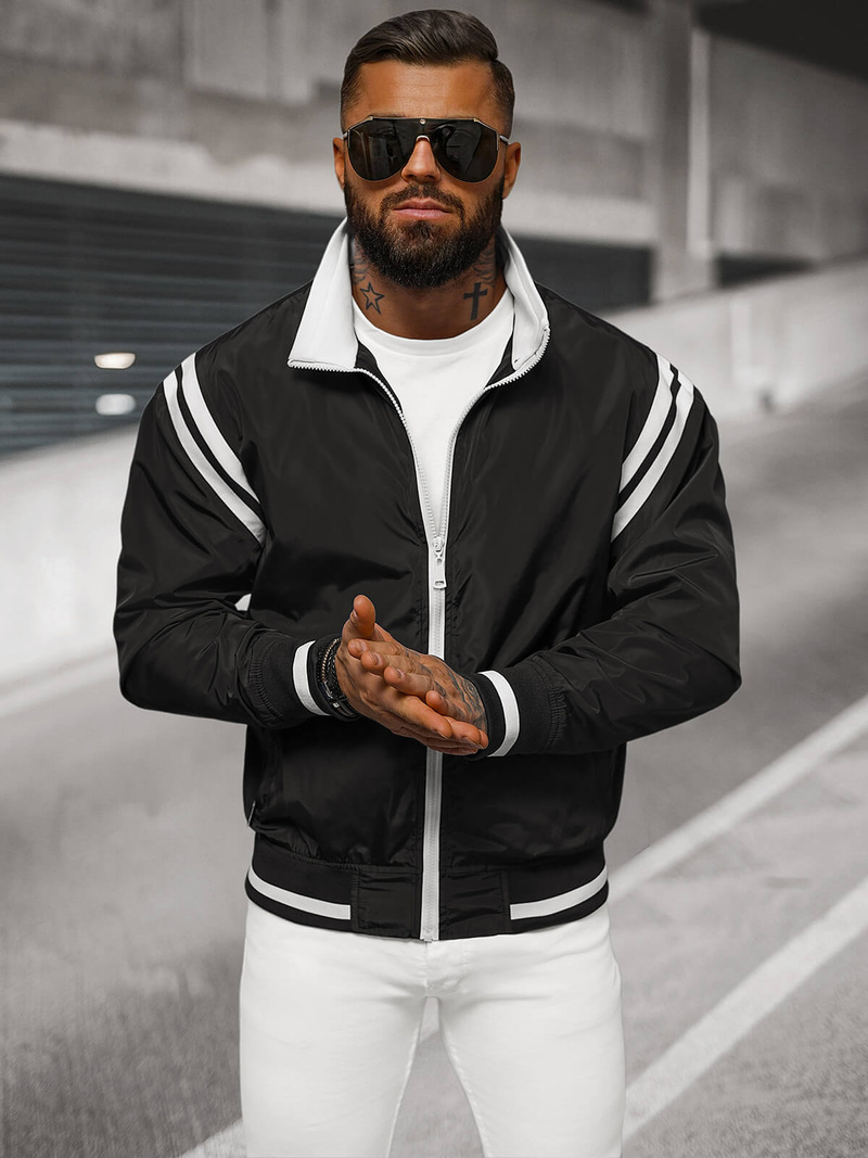 Jachetă de bărbați neagră OZONEE JS/5M3218/392