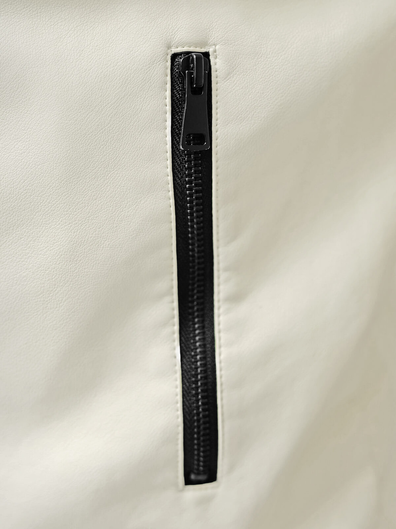 Geacă de piele bărbați écru OZONEE JS/11Z8107