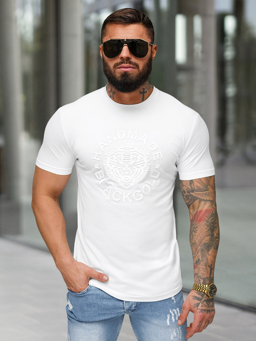 Tricou bărbați alb OZONEE NB/MT3019/02