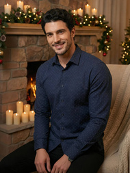 Cămașă bărbați albastru marin OZONEE V/V183Z