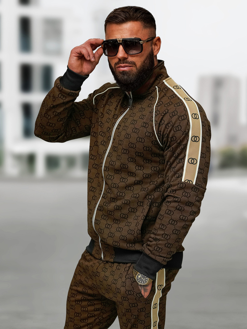 Compleu sport bărbaţi bej închis OZONEE O/FF5110AB